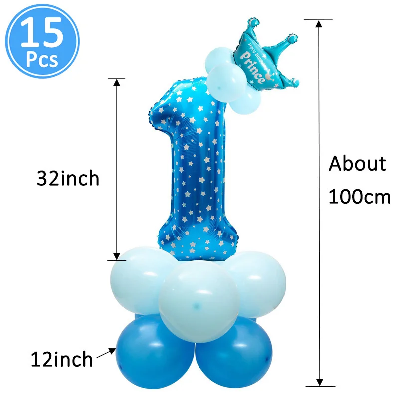 Синие серебряные латексные фольгированные воздушные шары в форме сердца с днем рождения, украшения для детской вечеринки, баллон гелия, товары для маленьких мальчиков 1, 2, 3, 4, 5, 6 лет