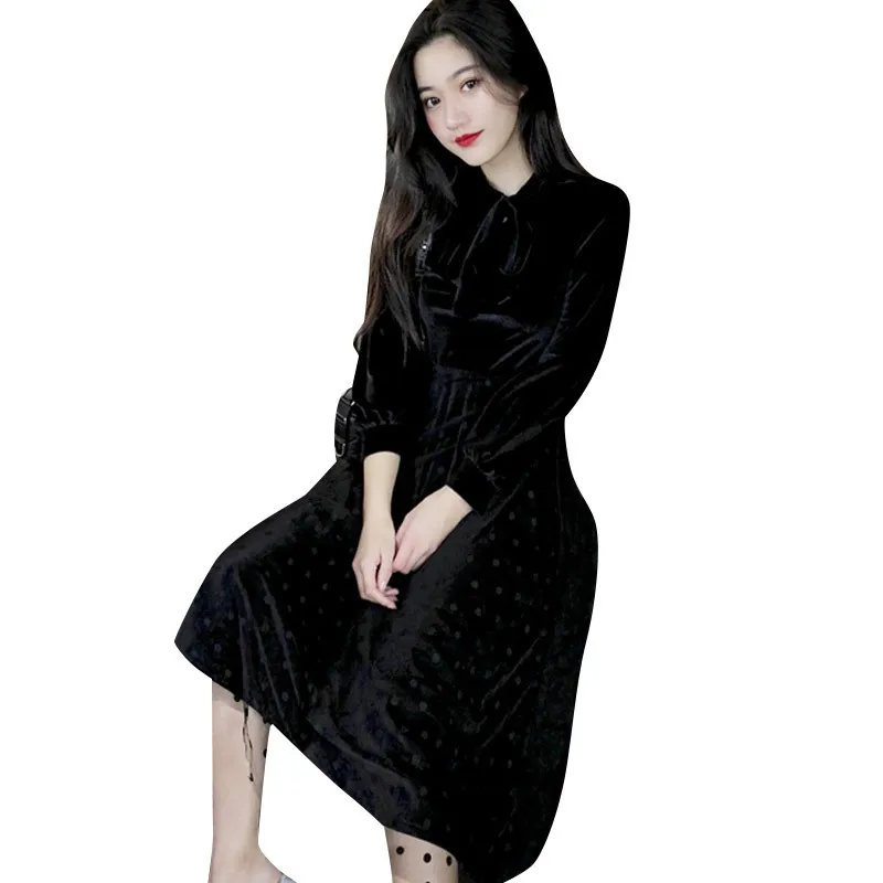 Корейское бархатное платье с бантом; очень сказочное французское маленькое бархатное платье; женское платье с оборками и вуалью