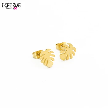 

Simple Aros Stud Earrings for Women Stainless Steel Geometric Leaf Ear Earing Fashion Jewelry Gold Brincos Bridesmaid Gift BFF