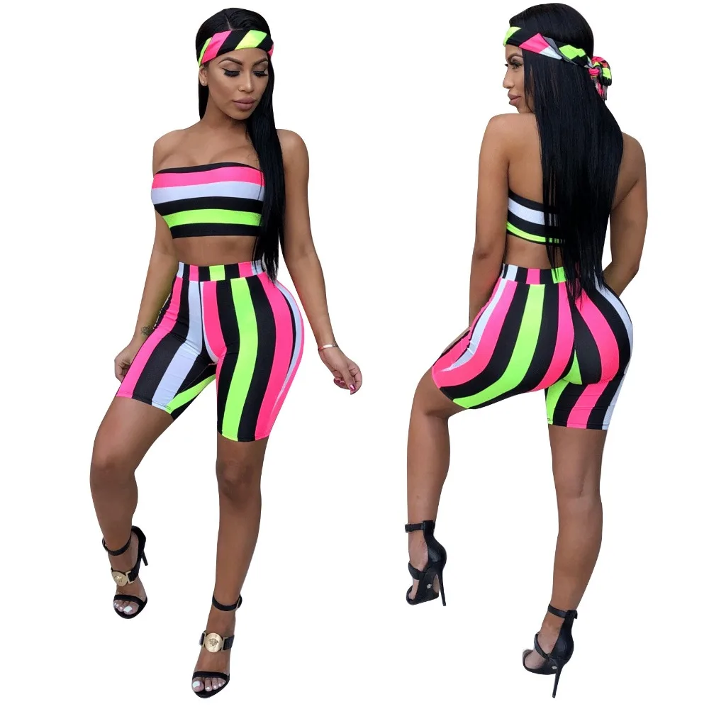 Fashion two piece set top and Shorts 2018 summer matching sets Sexy