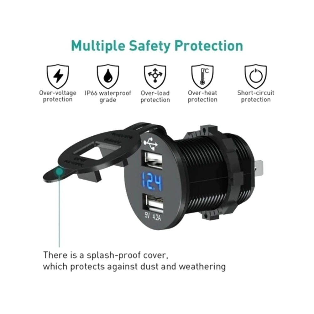 USB Автомобильное зарядное устройство разъем питания 5 V 2.1a/4.2A 12 В 24 светодио дный