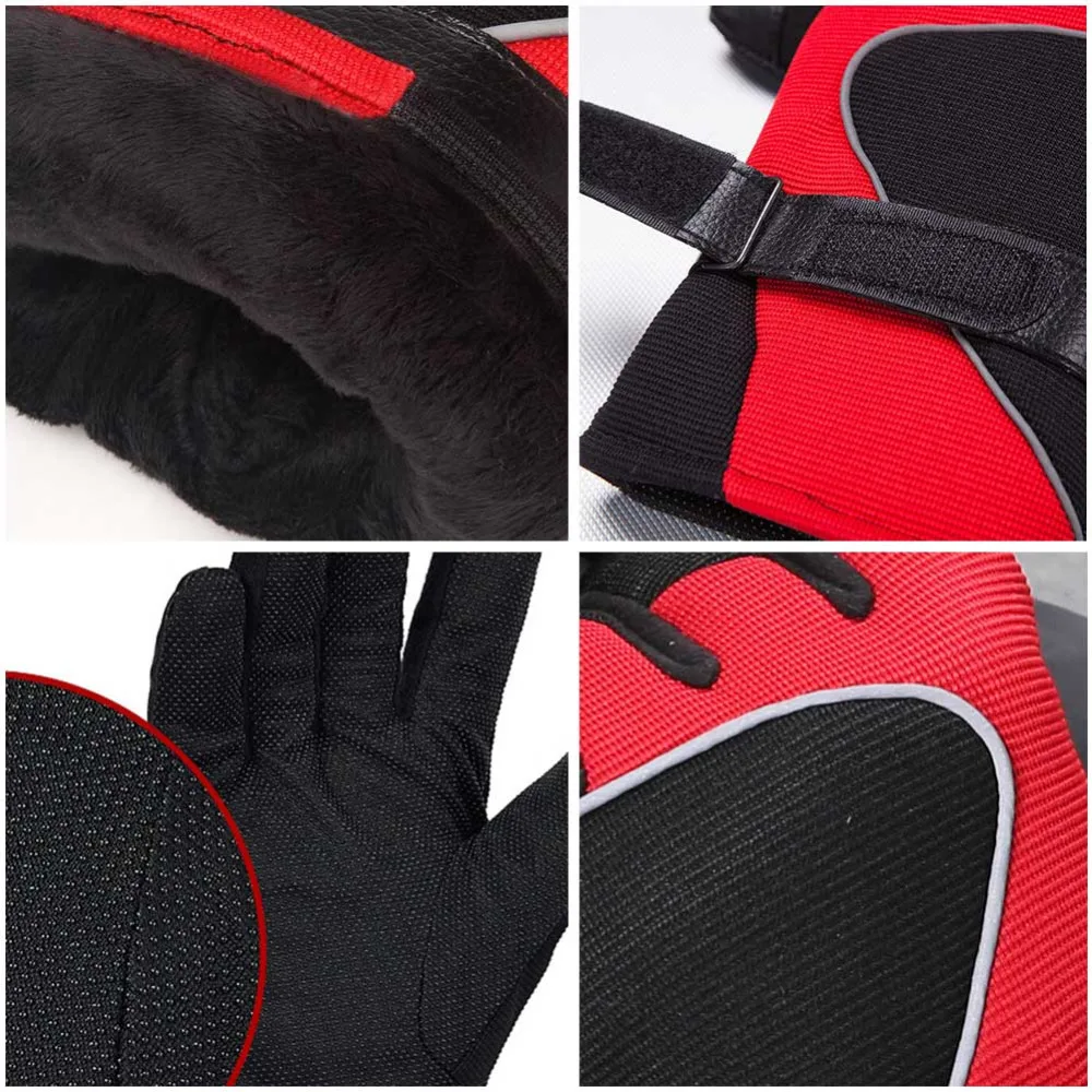 Sparsil мужские зимние ветрозащитные противоскользящие перчатки светоотражающие полосы Кожа Лоскутное Luvas Coldproof флис теплые Golve Moto варежки
