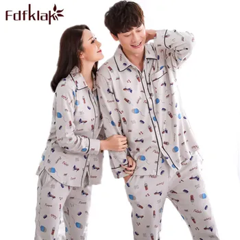 

Fdfklak Spring Autumn Long Sleeve Couple Pajama Sets For Women Men Cotton Striped Pajamas Sleepwear Sets Large Size M-3XL Q789