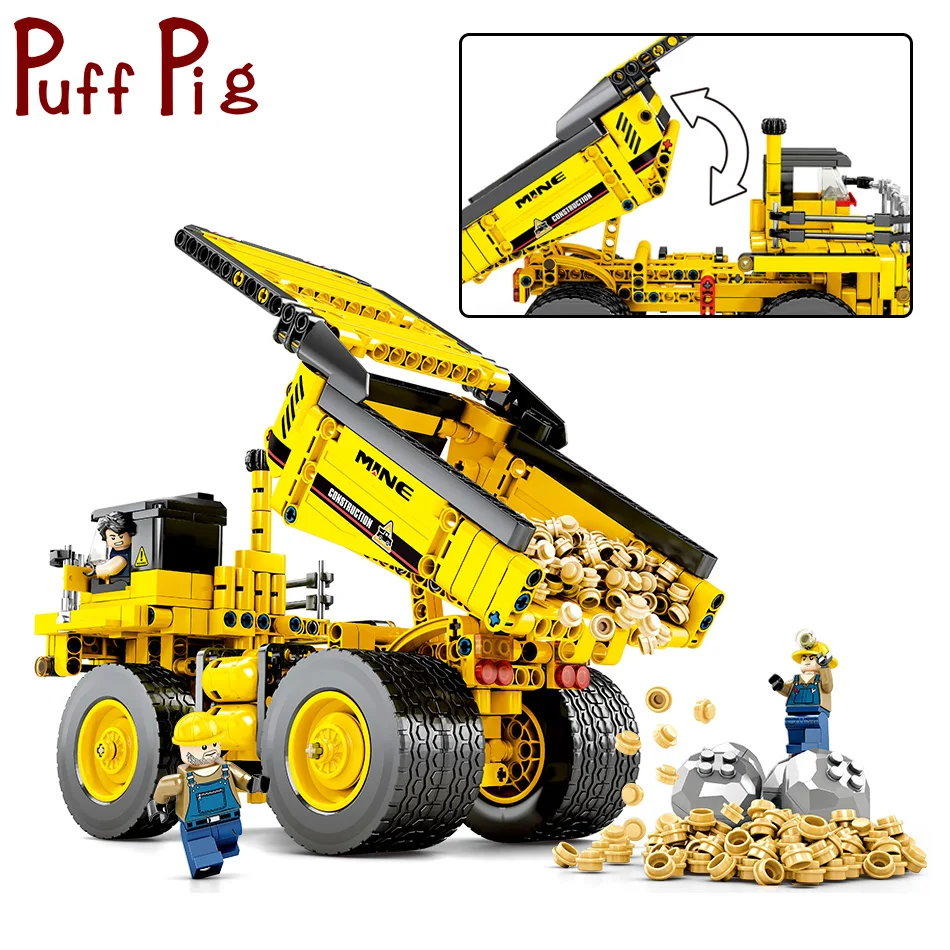 

Puff Pig 807PCS City constructor Transport Car Bricks legorreta Technic Miners Truck Kids Building Blocks Children Toys Boys