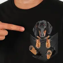 Такса с внутренним карманом, футболка, черная, хлопковая, мужская, S-6XL, США, поставщик, распродажа, мультяшная футболка, мужская, унисекс, новая, модная футболка