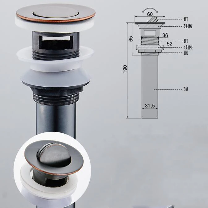 Стоки хорошее качество твердая латунь умывальник для ванной комнаты Pop Up Drain с золотой отделкой Детали ванной комнаты кран аксессуары 8147B - Цвет: 9