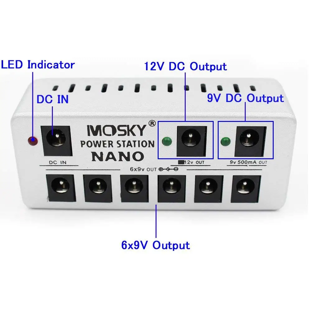 

New Mosky Guitar Effects Pedal Power Supply 9V Multi-function Power Adapter with 8 Isolated DC Output Power Supply Kit for 9V