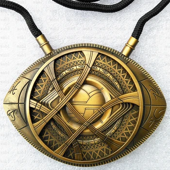

1:1 High Quality Doctor Strange Necklace Eye of Agamotto Amulet Antique Bronze Pendant Long Necklace Cosplay Jewelry