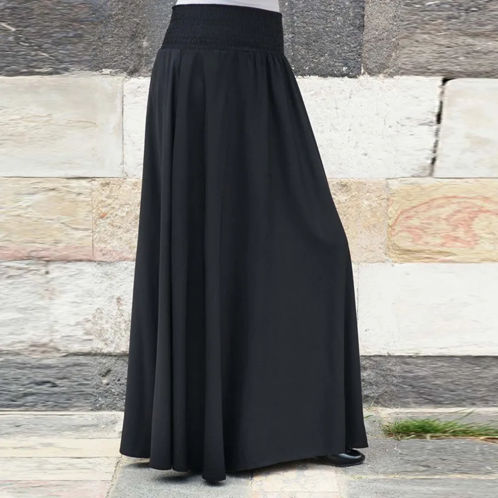 Модная женская летняя юбка с эластичной резинкой на талии плотная плиссированная юбка винтажные свободные длинные юбки