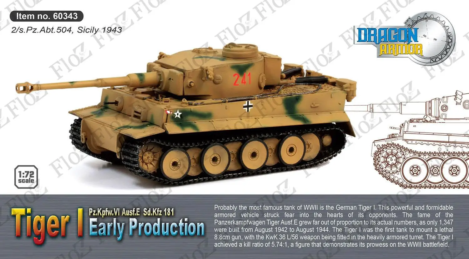 Второй мировой войны Тигр I 2/s Pz. Abt 504 Сицилия 1943 1/72 Готовая модель танка дракон