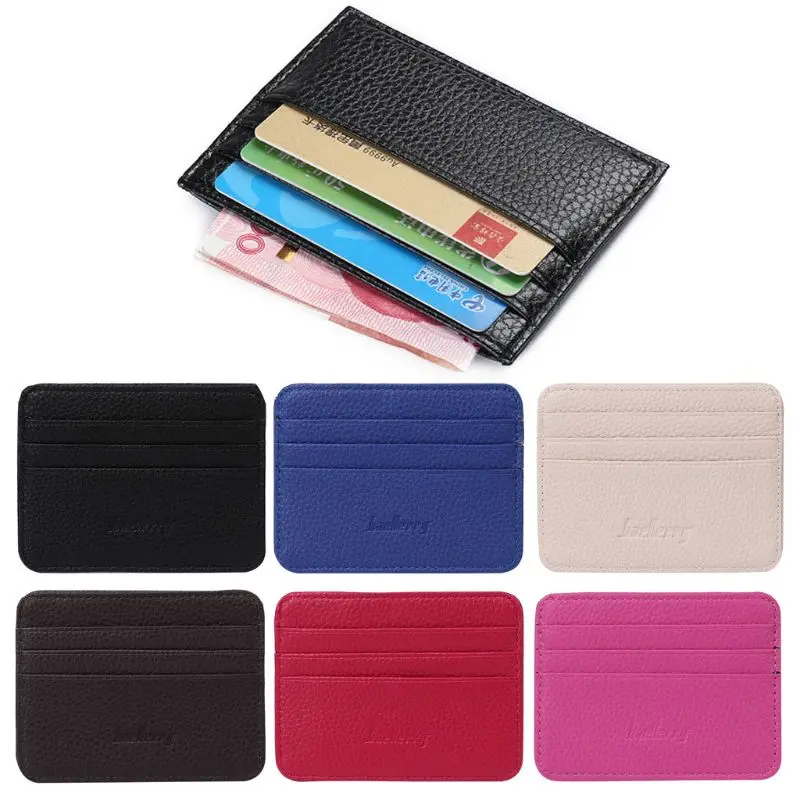 6 Color Card Holder Men&#39;s Business Pocket Slim Thin ID Credit Card Money Holder Wallet Faux ...