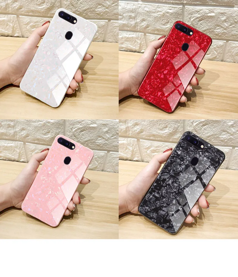

Luxury Tempered Glass Case For OPPO A1 A3S A5 A77 A79 AX7 A9 A9X F3 F9 F11 R9 R9S R11 R11S Plus R15 R17 Pro Shell Soft Cover