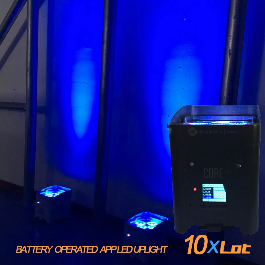 

10X 6/10CH Rasha Infrared Remote Control Wifi APP Smart LED UPLIGHT 4*18W 6in1 RGBAW UV Battery Wireless Stage LED Par Light