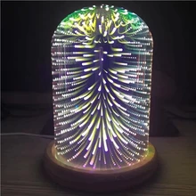 Фейерверк звезда Метеор Сердце 3D волшебный Ночной светильник Настольная лампа Романтический светодиодный USB инновационная атмосфера Сказочный светильник ing стекло+ дерево