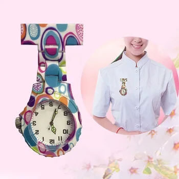 

Fashion Colorful Silicone Round Dial Quartz Pocket Nurse Watch Quartz Brooch Doctor Nurse Hanging Watches DO99