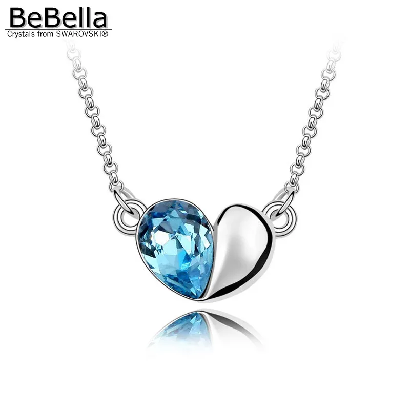 

BeBella cute heart love pendant necklace Crystals from Swarovski original fashion jewelry for women girl Christmas gift 2018