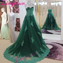Платья для выпускного вечера кружевные аппликация с кристаллами бисером зеленое вечернее платье бальное кружевное длинное вечернее платье