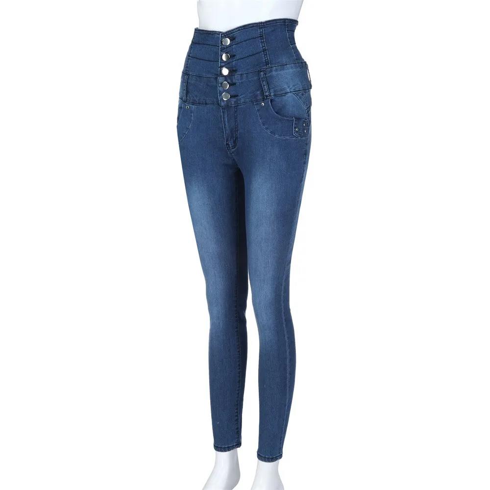 JAYCOSIN/женская одежда, джинсы, обтягивающие джинсовые брюки с высокой талией, модные повседневные Стрейчевые узкие джинсы на пуговицах для девочек