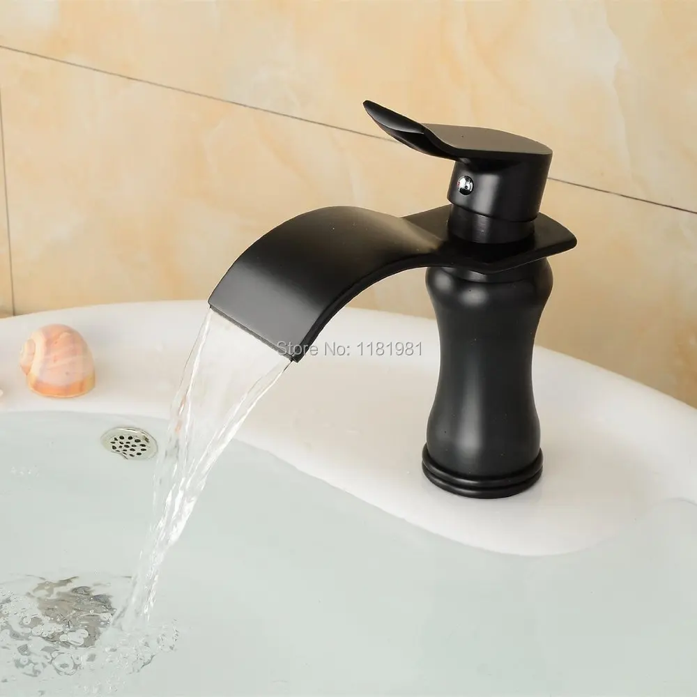 New Arrival Black bronze waterfall washbasin faucet large flat mouth