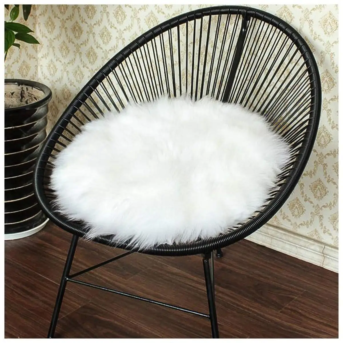 

Fluffy Round Rug Plain Fluffy Rug Non Slip Soft Round Carpet Copy Australia Wool Carpet Bedroom Floor Cover Decoration 30CM*30CM