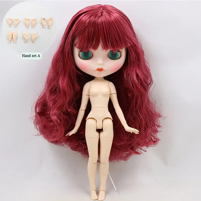 like the picture Ледяной обнаженный Blyth кукла для No. BL2436 амарантовые волосы резные губы мате лицо с бровями суставное тело 1/6bjd - Цвет: like the picture