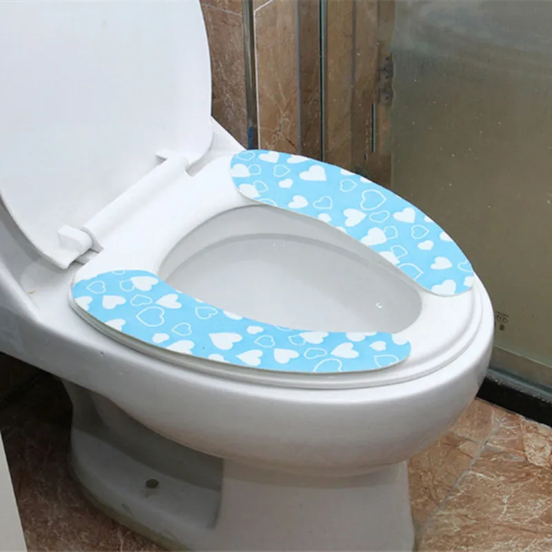 Чехол для унитаза мягкая WC вставка для унитаза коврик для сиденья моющаяся ванная комната грелка Крышка для сиденья коврик для унитаза липкий коврик для сиденья - Цвет: blue heart