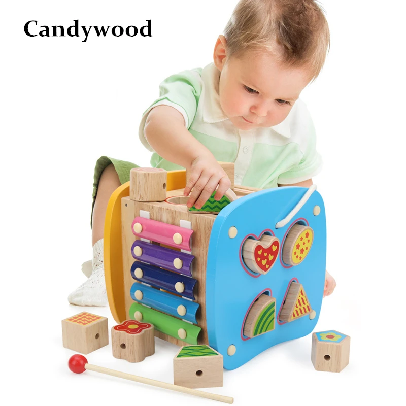 

Baby Toys Wood Multifunctional Intelligence Box Wooden Toys for Children Wooden Multi Shape Matching Sorter Block for Kids Gift