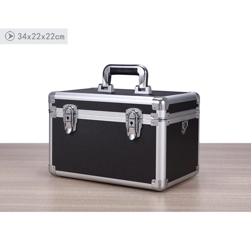 

Aluminum Tool Case Suitcase Toolbox File Box Impact Resistant Safety Case Password Box Suitcase w Shoulder Strap