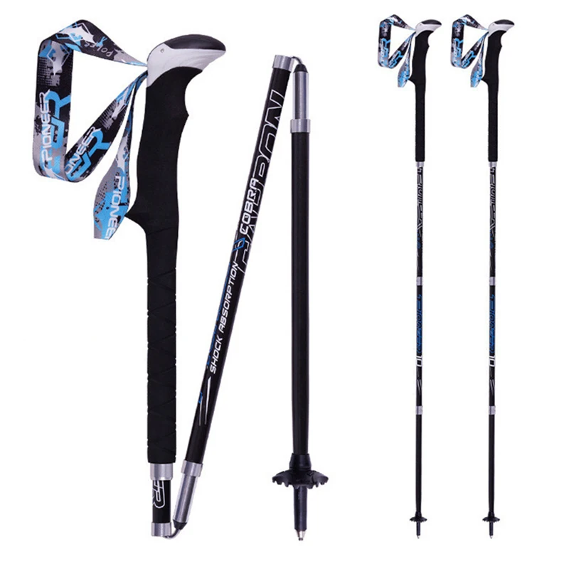 

2019 New High Quality Carbon Fiber Lightweight Collapsible Trail Running Hiking Poles Cane Folding Ultralight Walking Sticks