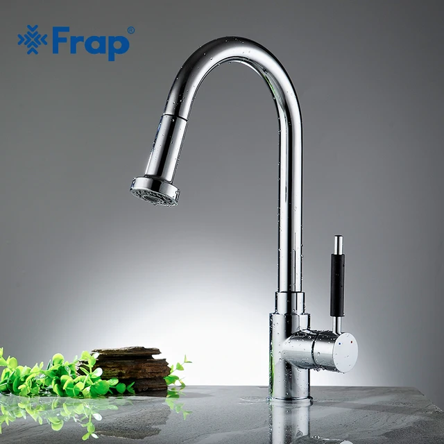 Cheap Frap 1 set Kitchen Faucets Silver Single Handle Pull Out Kitchen Tap Single Hole Handle Swivel 360 Degree Water Mixer Tap Y40027