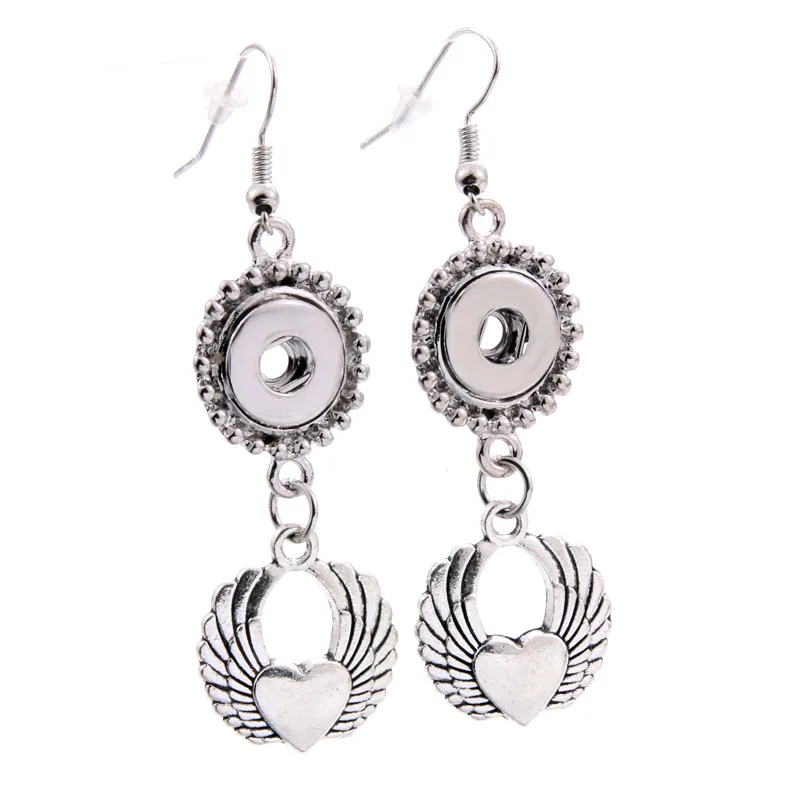 

New Love Heart Snap Button Earrings Fit 12mm Snap Buttons Jewelry Rhinestone Mini Silver Button Earrings for Women Girls