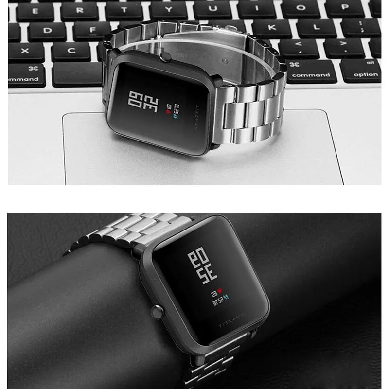 20 мм металлический ремешок для Xiaomi Huami Amazfit Bip Bit Lite Youth из нержавеющей стали, Смарт-часы, ремешок на запястье, ремешки, браслет