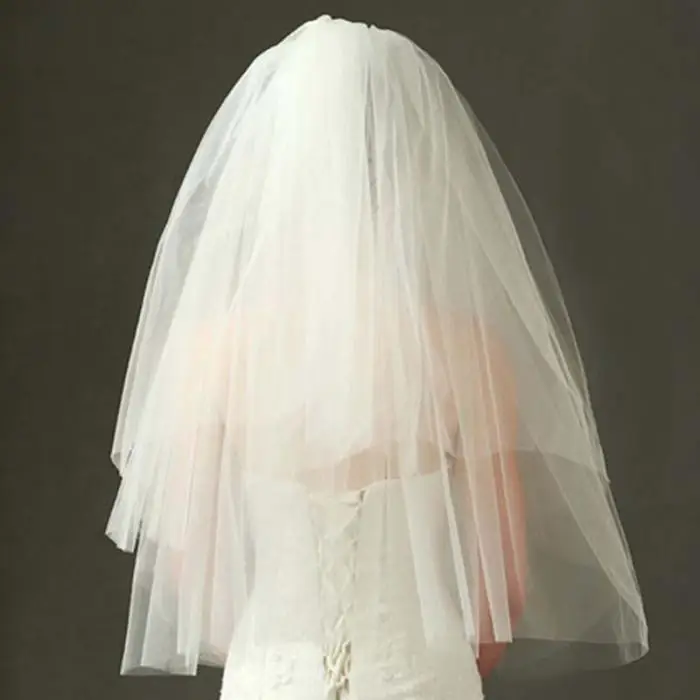 70 см короткие Для женщин Фата Простой Белый Тюль нескольких слоев Свадебные лента для волос свадебная фата невесты аксессуары для волос SL