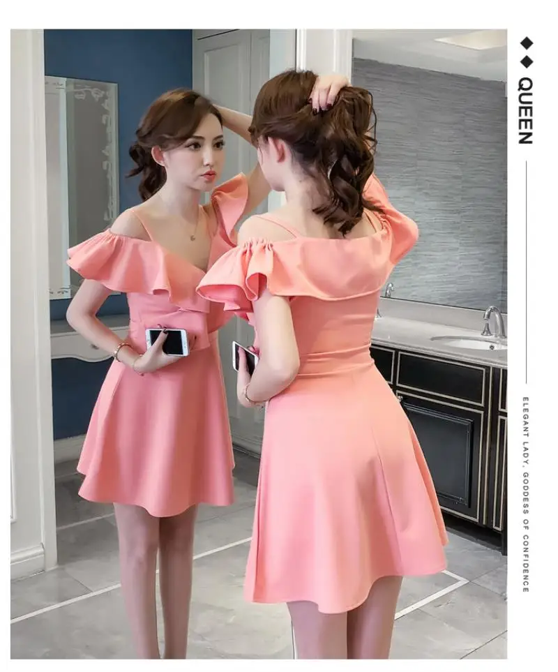 2018 NEW  Arrivals Women Summer 2018 NEW  Off Shoulder  Camisole  Dress  strapless  High waist skirt Mini   Dress Free shipping