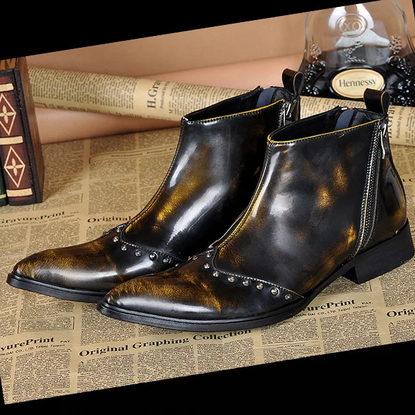 

Men Fashion Vintage Pointed Toe Ankle Boots Formal Wedding Party Casual Breathable Boots Cowboy Boots
