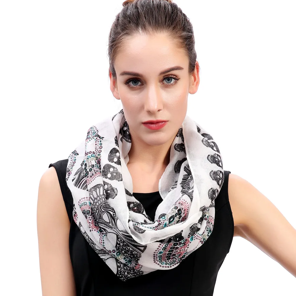 Женский шарф с принтом в виде черепа|scarf accessories|printed scarfscarf infinity |