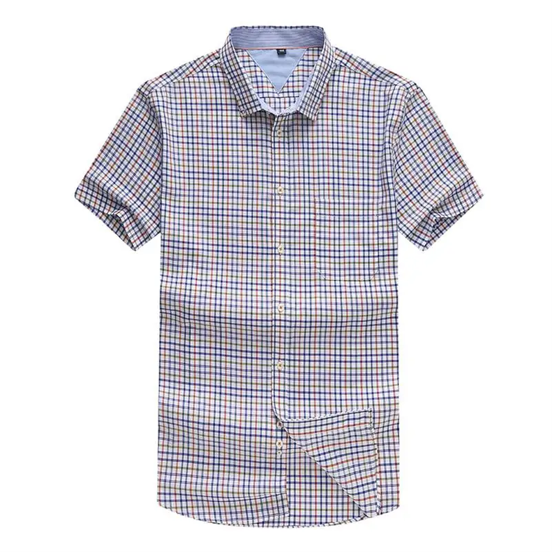 Большой размер 8XL 7XL 6XL 5XL 4XL летний клетчатый короткий рукав чистый цвет Деловое платье рубашки формальные рабочие рубашки для мужчин - Цвет: 2