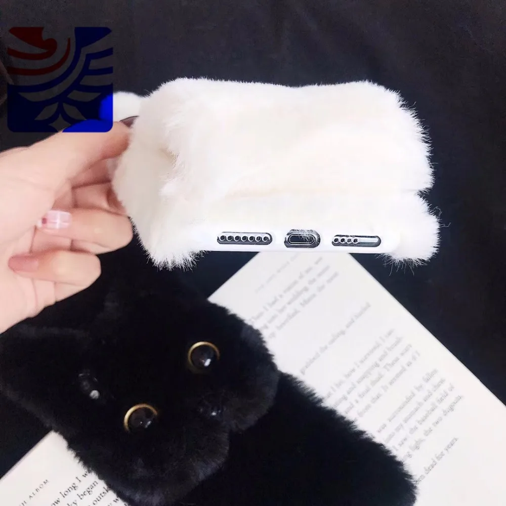 PEIPENG 3D Cute animal Teddy Dog Hairy Warm Fur phone case For iPhone 7 Plus Silicone Case For iPhone X XS Mas 8 7 6 6s Plus XR iphone 7 plus phone cases