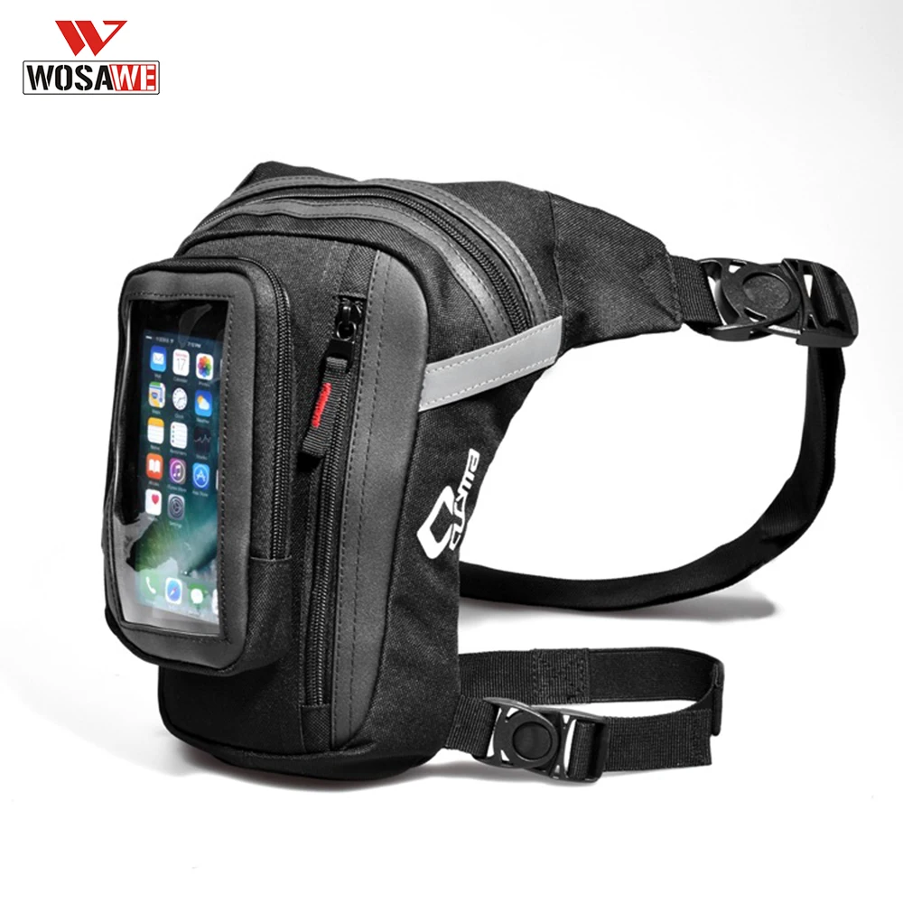 

WOSAWE Motorcycle Drop Leg Bag Motorbike Riding Knight Waist Bag Fanny Pack with Touch Screen Phone Bag Outdoor Casual Waist Bag