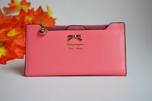 Новая подвеска с бантом женский бумажник на молнии кожаная сумка длинный дизайн клатч кошелек монета кошелек цвета конфет держатель для карт кошелек для монет - Цвет: Watermelon Red