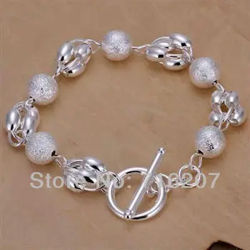 

H247 Free Shipping 925 Silver Bracelet Fashion Jewelry Bracelet Between sand beads bracelet axba joia