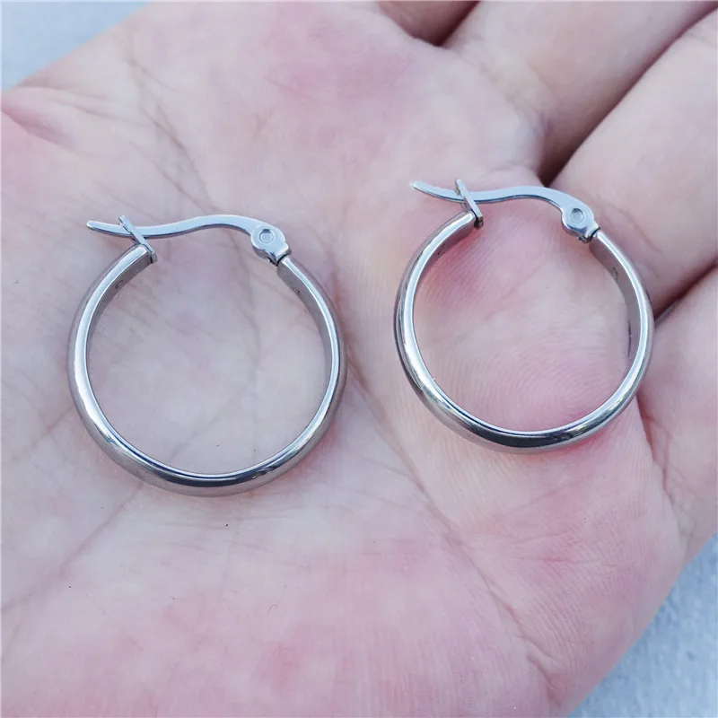 Серьги из нержавеющей стали, смешанный размер, 15 мм, 18 мм, 22 мм, 28 мм, большой серебряный геометрический круглый обруч, серьги, ювелирные изделия, смешанный размер s