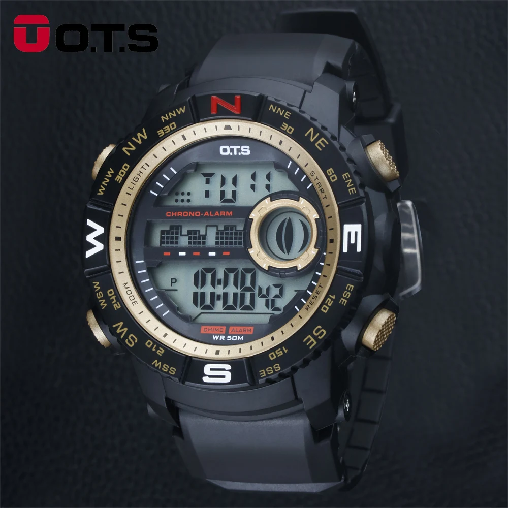 2016 New OTS Brand Men LED Digital Military Watch, 50M Dive Swim Dress