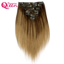 Dreaming Queen Hair b2/8 Piano color Clip In Straight Hair Extensions 100% Brazilian Remy Human Hair 7 Pieces/Set 120g 16 Clips