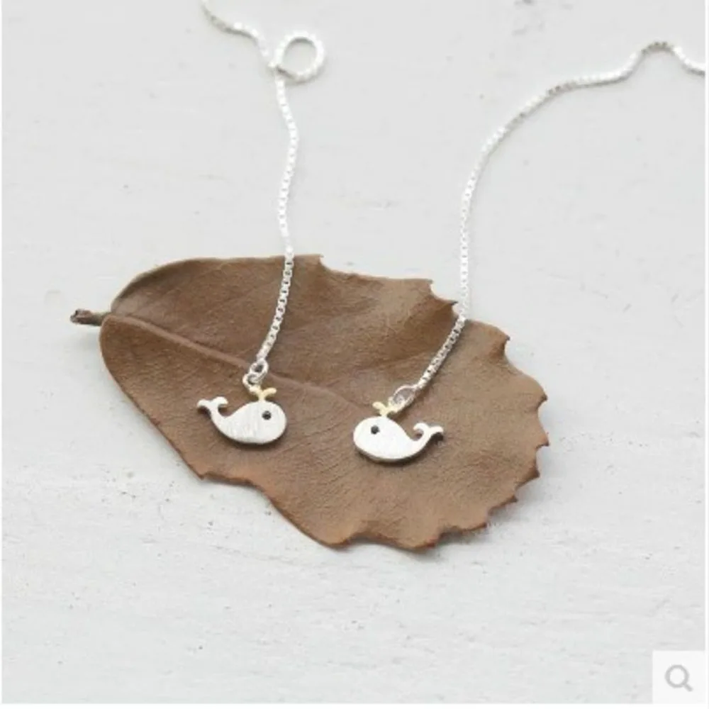 

1Pair Women Little Whale Earrings Long Line Trendy Sweet Ear Earrings Statement Fashion Korean Jewelry Geometric Accessory