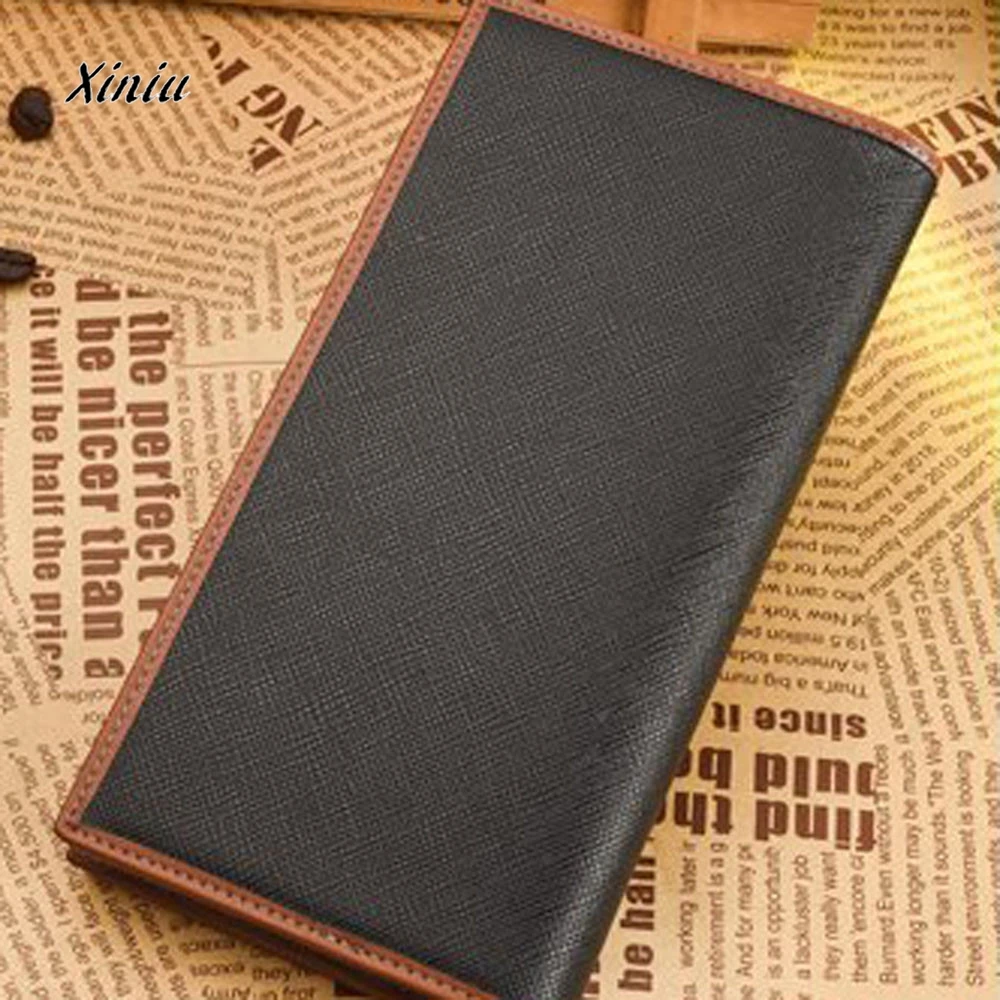 2018 Men Wallet Card Cash Receipt Holder Organizer Bifold Wallet Long Purse Brand Leather Wallet ...