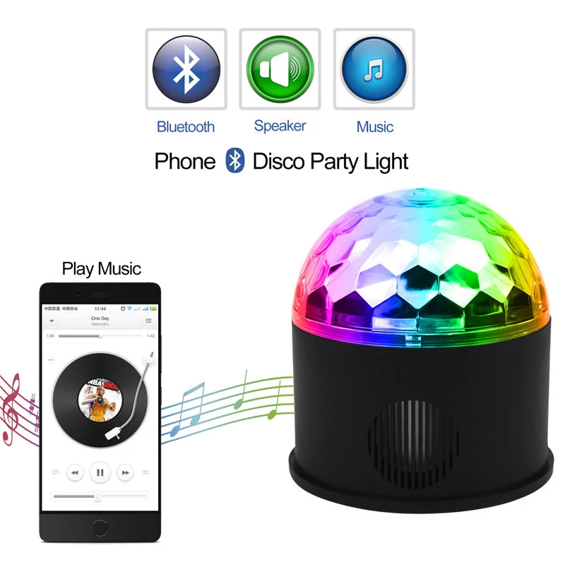 

Remote Rgb Led Crystal Magic Ball Stage Light Rotation Speaker Colorful Ktv Dj Disco Gift Bluetooth Music Control Lights