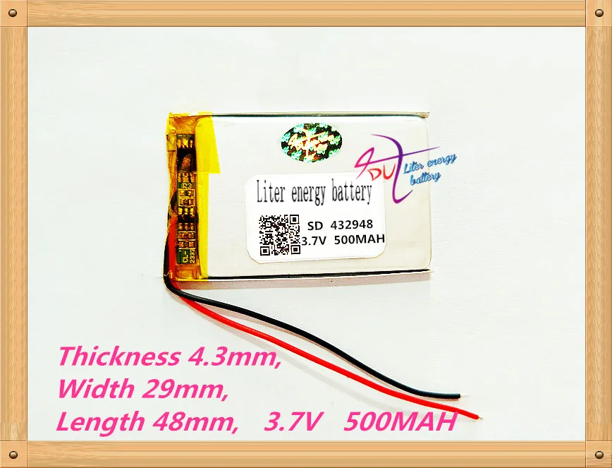 432948 3,7 V 500 MAH PLIB/Полимер литий-ионная/литий-ионный аккумулятор для gps, mp3, mp4, мобильный телефон, динамик, DVR рекордер