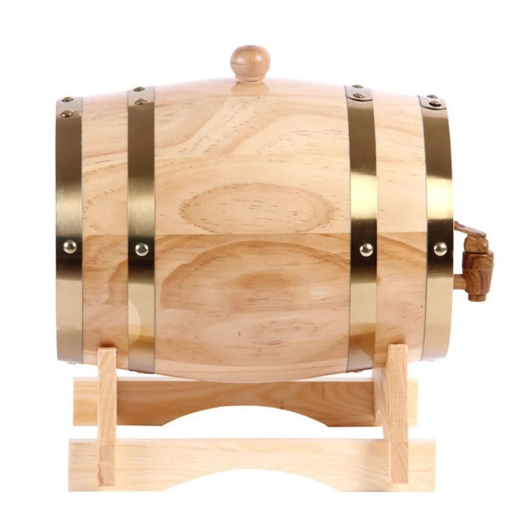 Kopen 1.5L Bier Brouwen Vaatje Hout Eiken Hout Wijn Vat voor Whiskey Rum Vat Hotel Restaurant Home Brew Display Mini Alcohol emmer