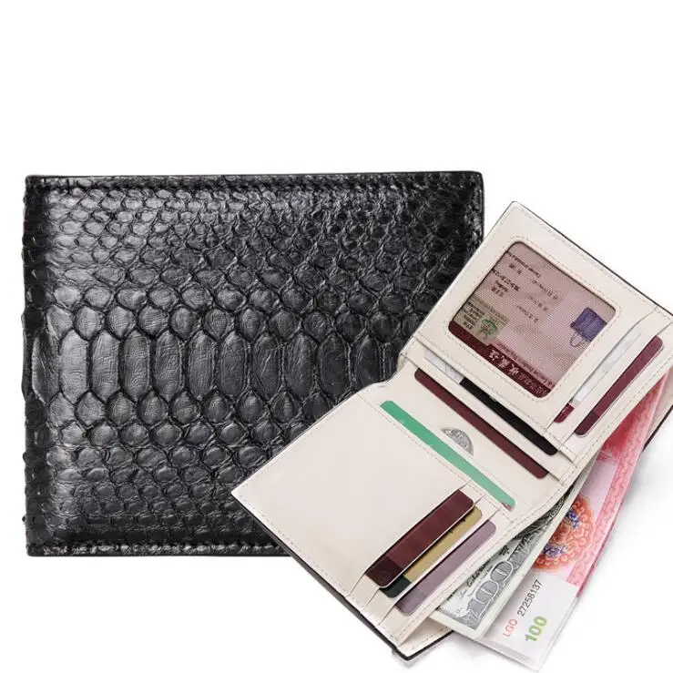

2018 Python skin handmade Men wallet Multicard Genuine Leather Coin purse Corss Pattern Women wallet